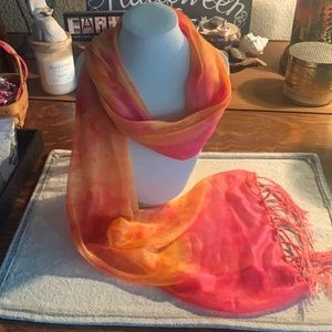 Tye dye scarf from Italy fringe fall colors